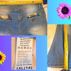 Unbranded Embroidered Wildflowers Bootcut Jeans